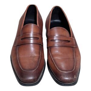 Gifennse Slip-On leather Penny Loafers brown size 9 handmade classic formal
